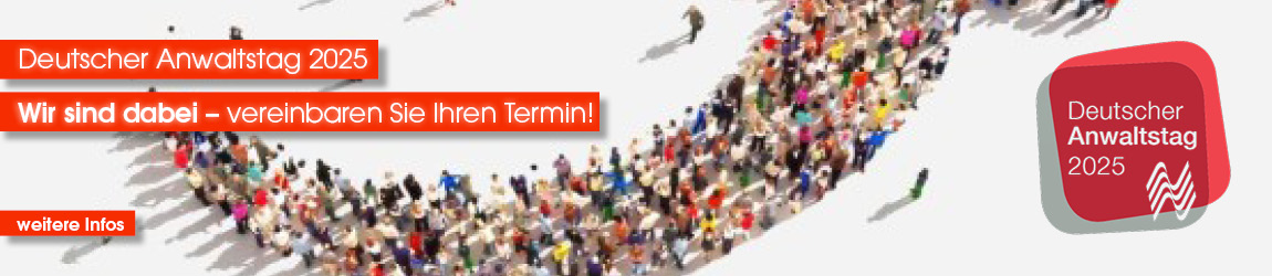 Banner zum Deutschen Anwaltstag 2025 – Wir sind dabei!