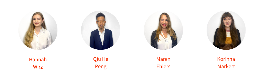 Fotos unserer Sales Consultants Maren Ehlers, Hannah Wirz, Jakob Krahé, Korinna Markert, Qiu He Peng Fotos unserer Sales Consultants Maren Ehlers, Hannah Wirz, Jakob Krahé, Korinna Markert, Qiu He Peng