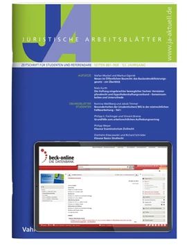 Cover der Zeitschrift: JA - Juristische Arbeitsblätter