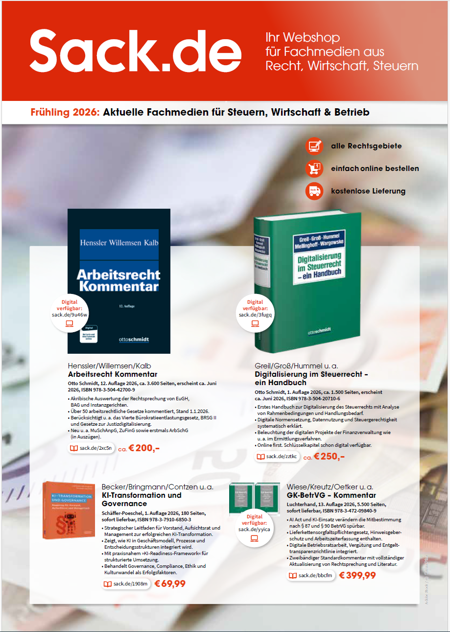 Erste Seite vom Prospekt Frühling 2026: Aktuelle Fachmedien für Steuern, Wirtschaft & Betrieb