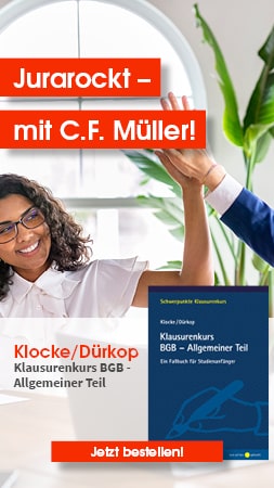 Eine Werbeanzeige für das Lehrbuch Klocke/Dürkop,
Klausurenkurs BGB - Allgemeiner Teil